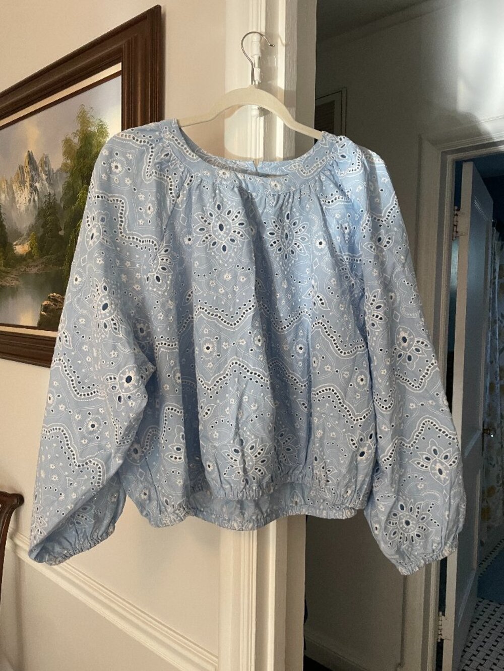 Joie Embroidered Eyelet Blouse – Light Blue – Women’s XL